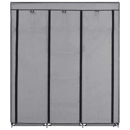 klædeskab med rum og tøjstænger 150 x 45 x 175 cm stof grå