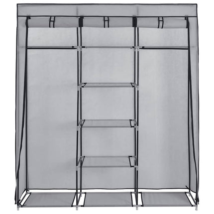 klædeskab med rum og tøjstænger 150 x 45 x 175 cm stof grå