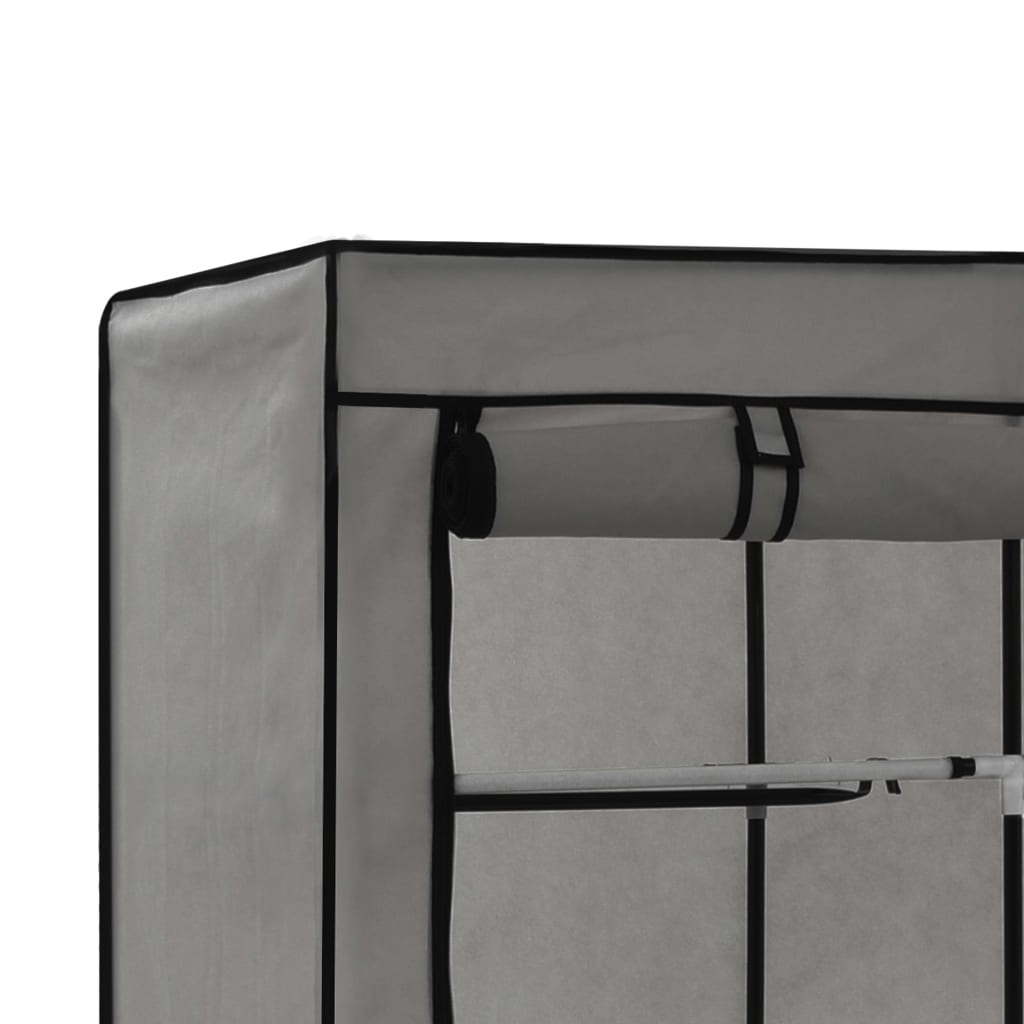 klædeskab med rum og tøjstænger 150 x 45 x 175 cm stof grå