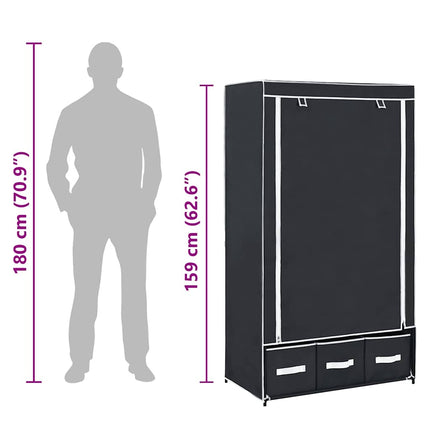 klædeskab 87 x 49 x 159 cm stof sort