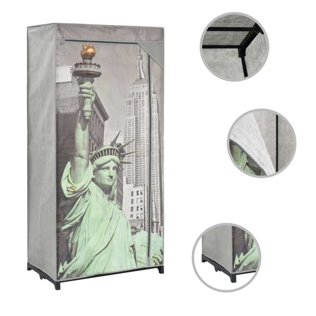 klædeskab 75 x 45 x 160 cm stof New York-mønster