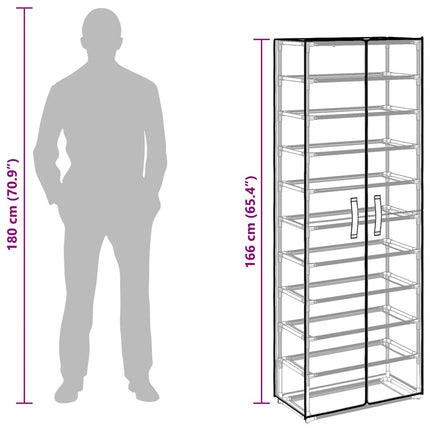skoskab 60 x 30 x 166 cm stof sort