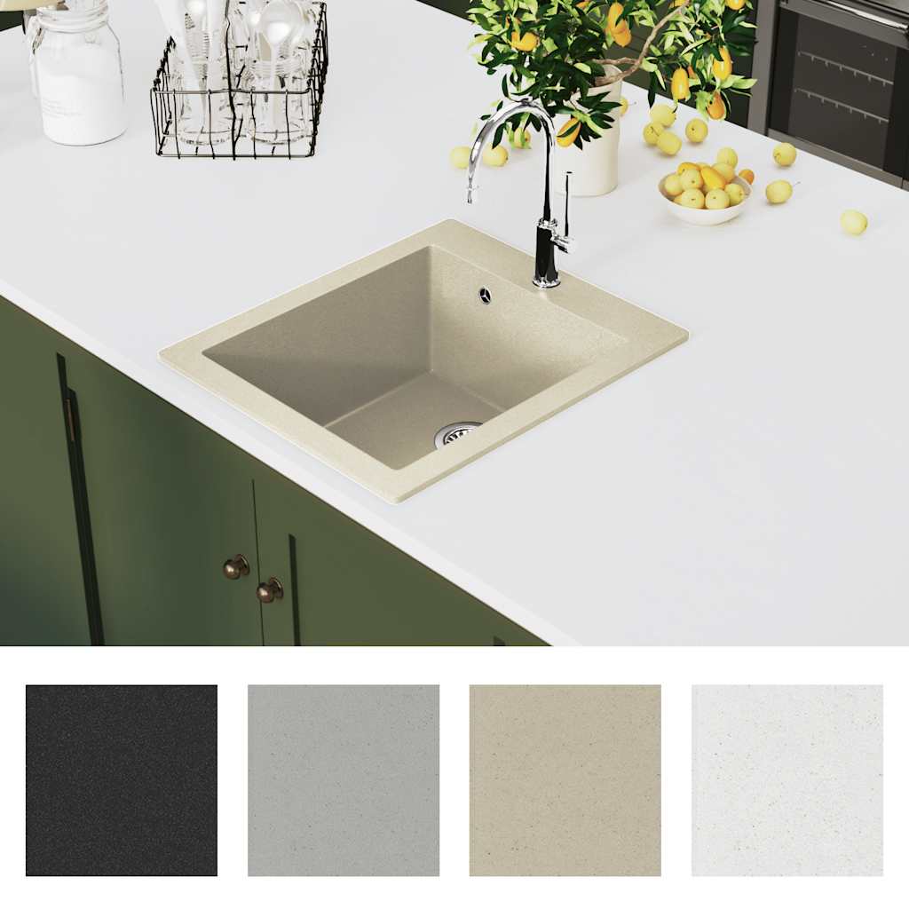 køkkenvask granit enkelt vask beige
