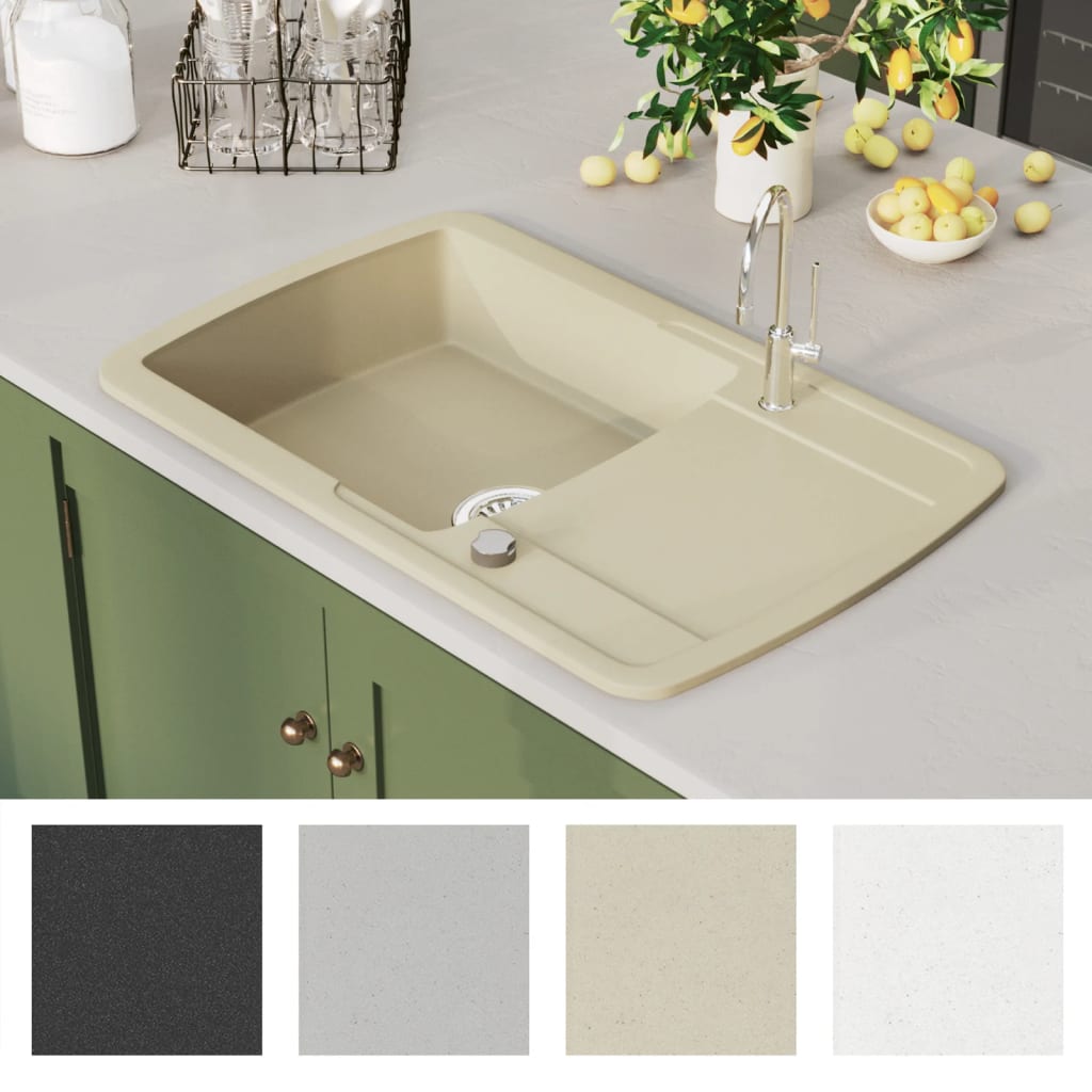 køkkenvask granit enkelt vask beige
