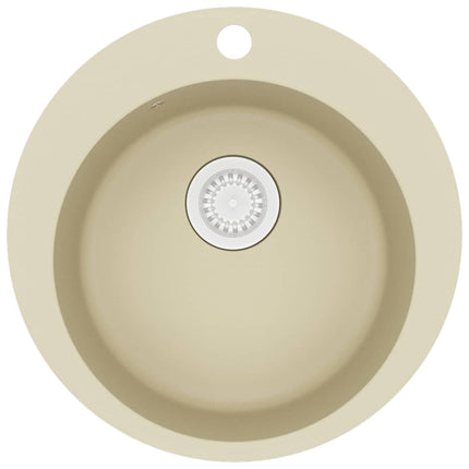 køkkenvask granit enkelt vask rund beige