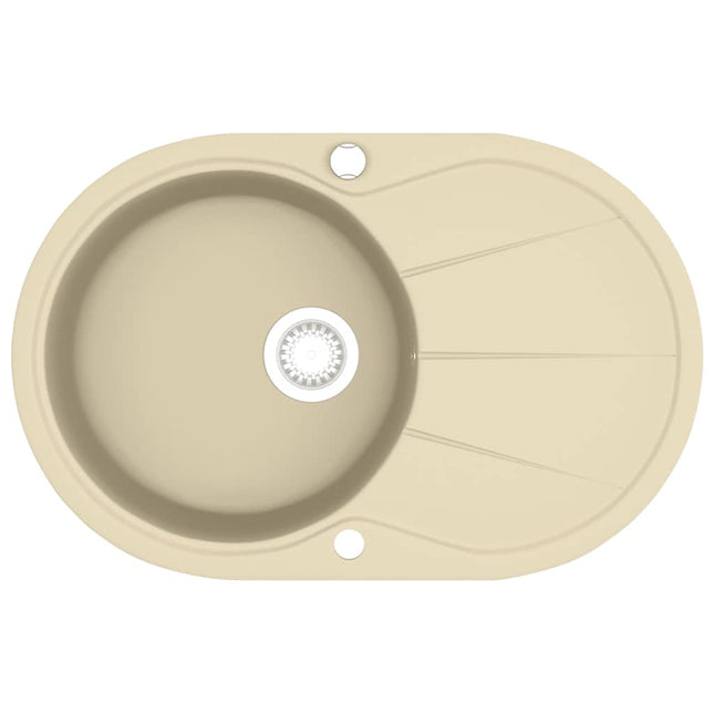 køkkenvask granit enkelt vask oval beige