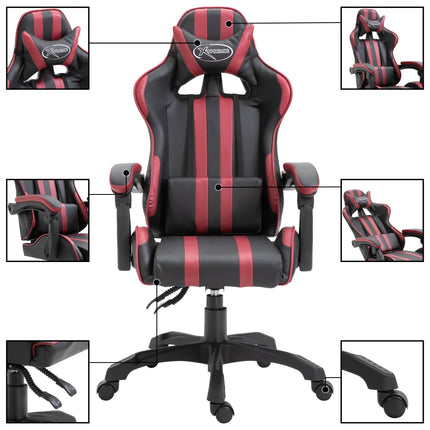 gamingstol kunstlæder vinrød