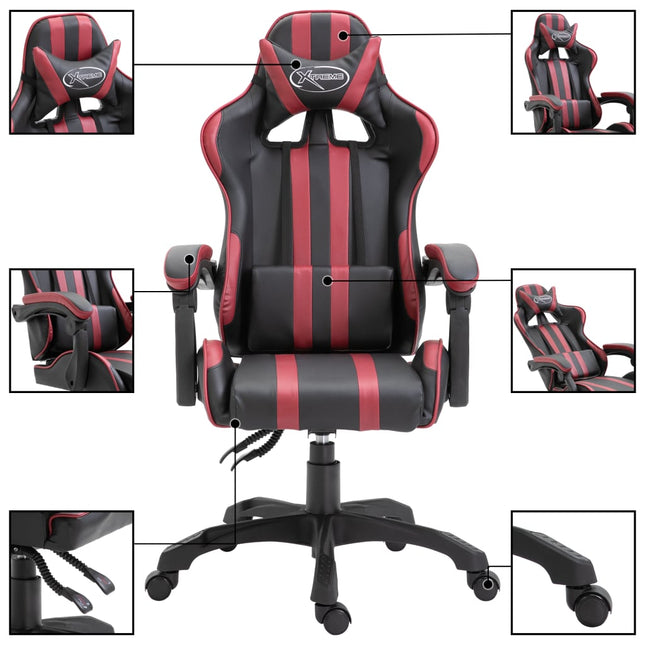 gamingstol kunstlæder vinrød
