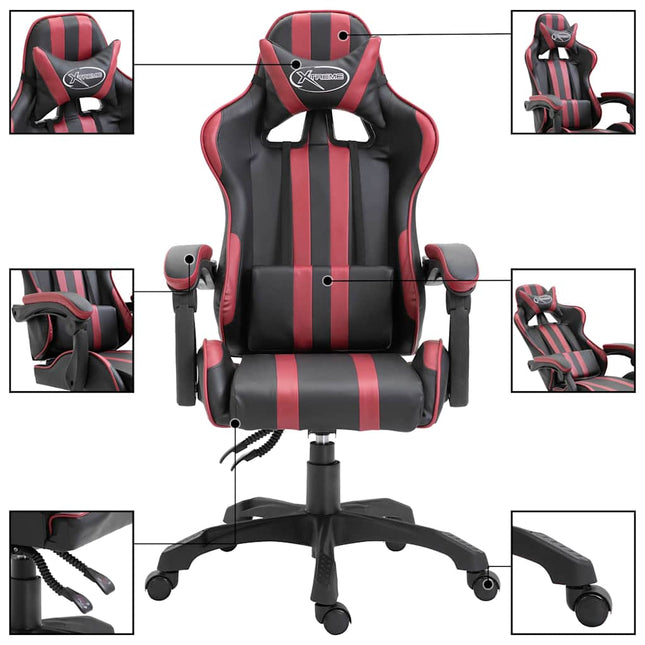 gamingstol kunstlæder vinrød