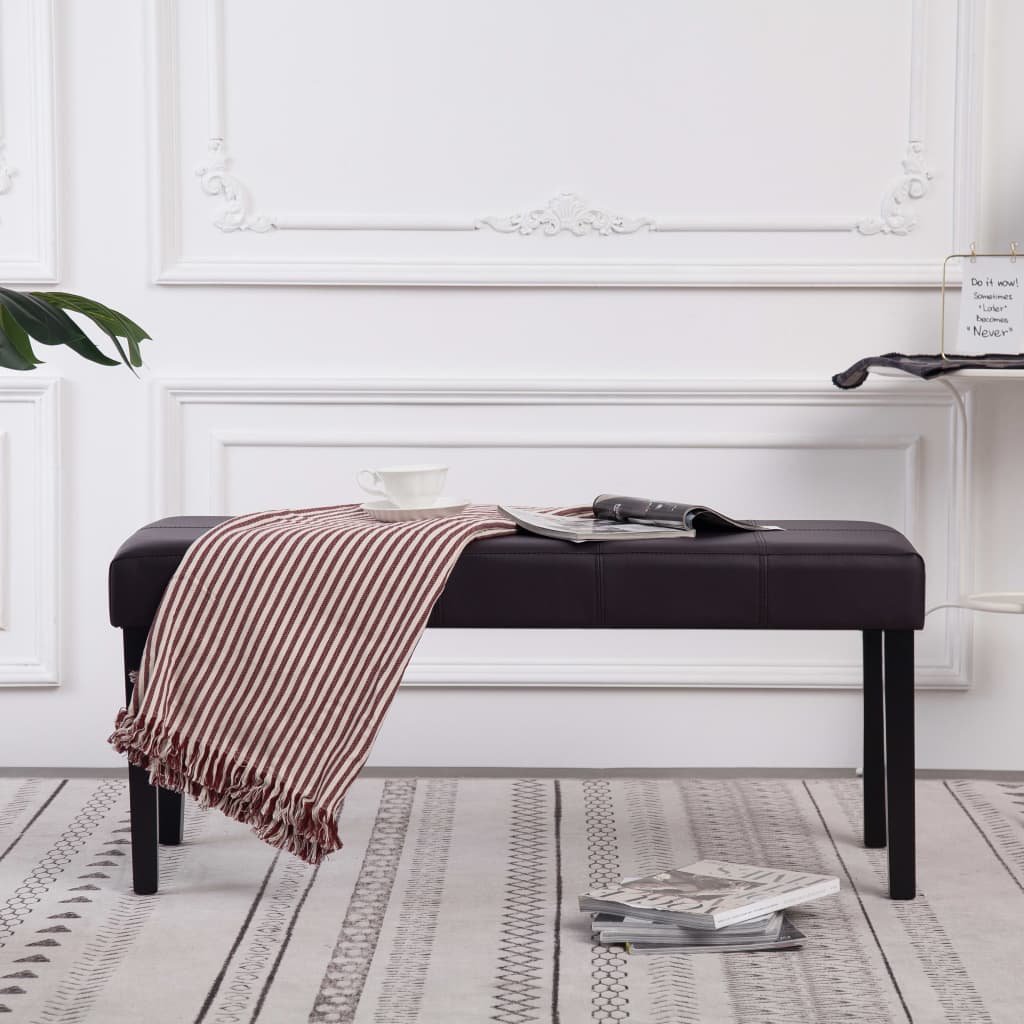 bænk i kunstlæder 106 cm brun billede