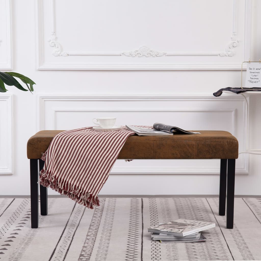 bænk i imiteret ruskind 106 cm brun billede