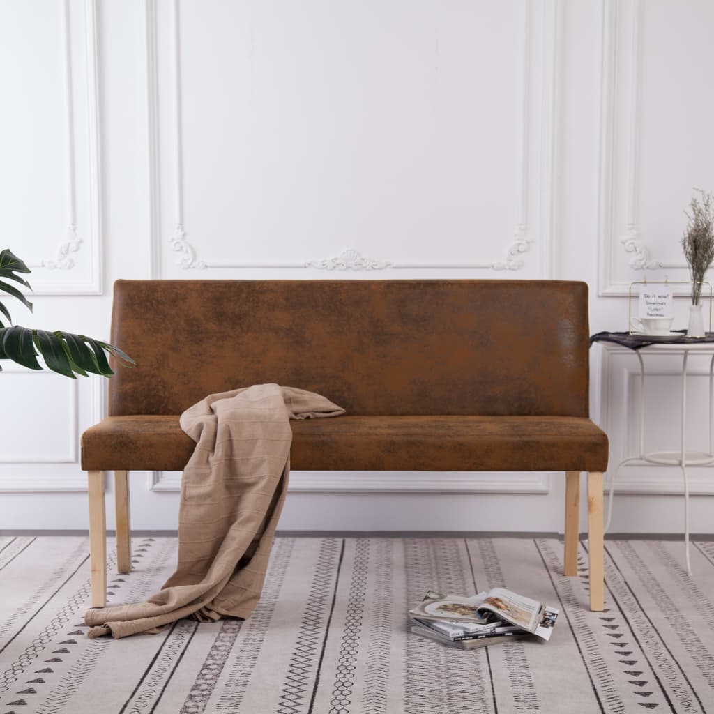 Bænk i imiteret ruskind - 139,5 cm, brun