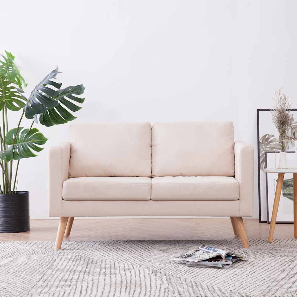 vidaXL 2-personers sofa i stof cremefarvet