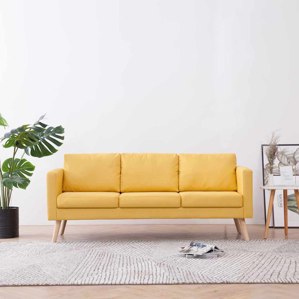 3-personers sofa i stof gul