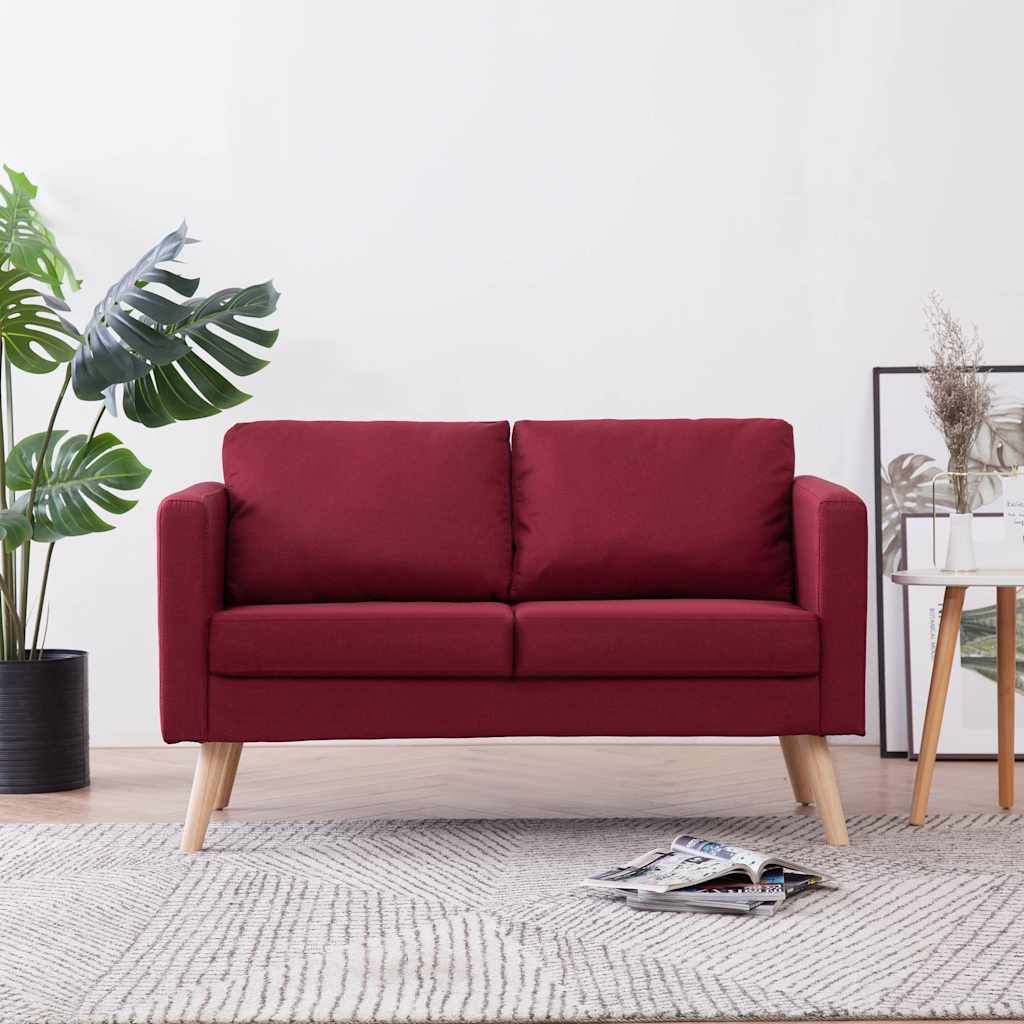 2-personers sofa i stof rødvinsfarvet billede