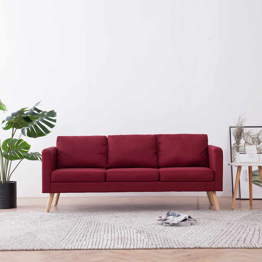 3-personers sofa i stof rdvinsfarvet