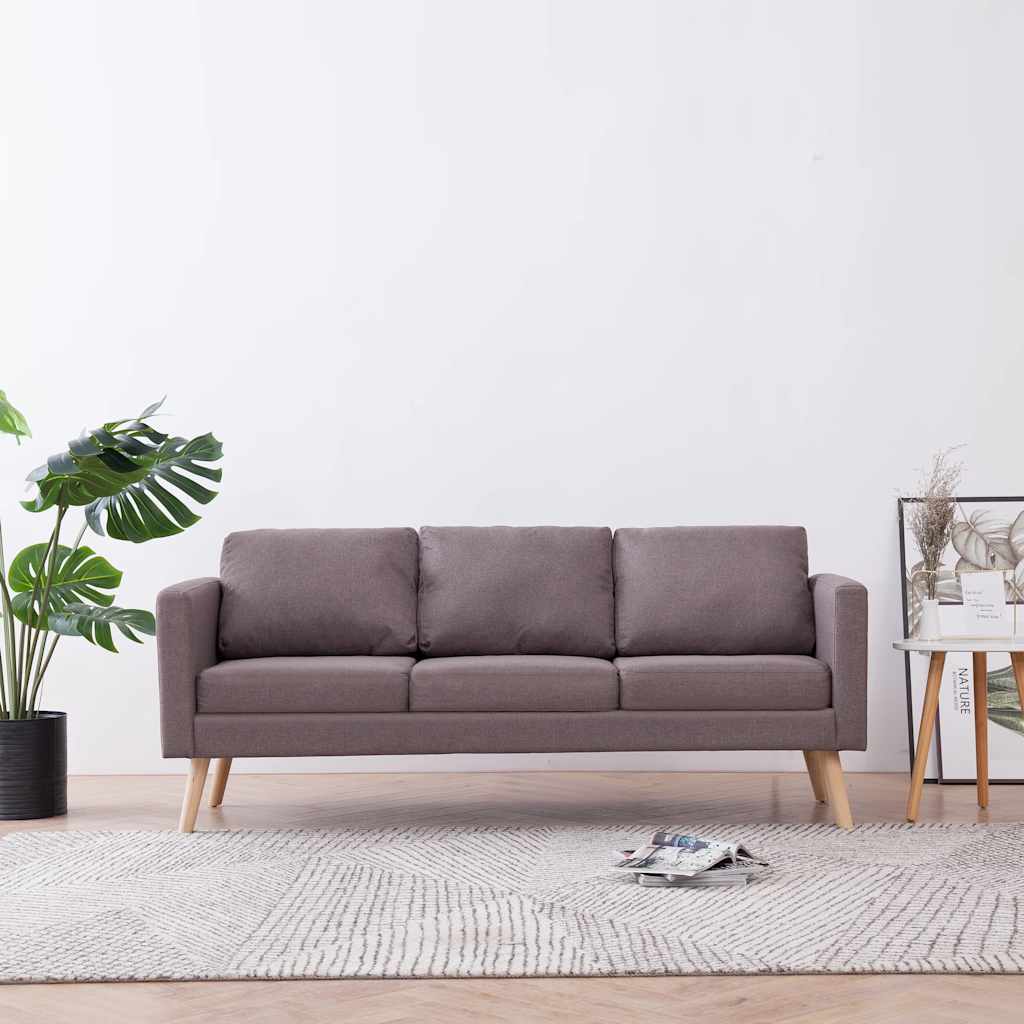 3-personers sofa i stof grbrun