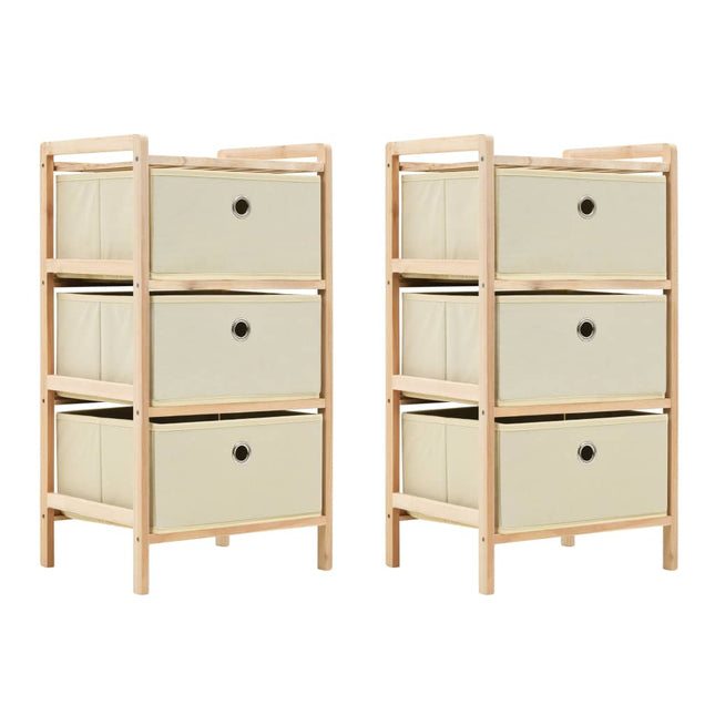 opbevaringsstativer med 3 stofkurve 2 stk. cedertræ beige
