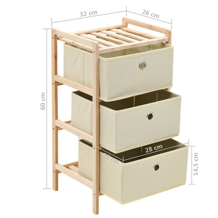 opbevaringsstativer med 3 stofkurve 2 stk. cedertræ beige