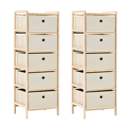 opbevaringsstativer med 5 stofkurve 2 stk. cedertræ beige
