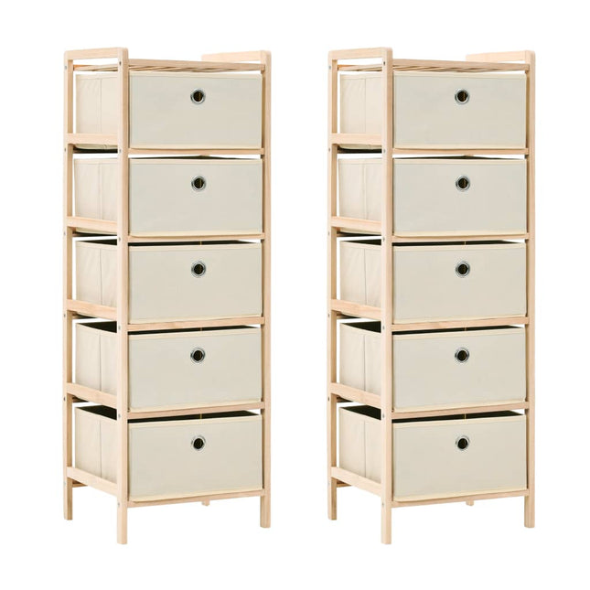 opbevaringsstativer med 5 stofkurve 2 stk. cedertræ beige