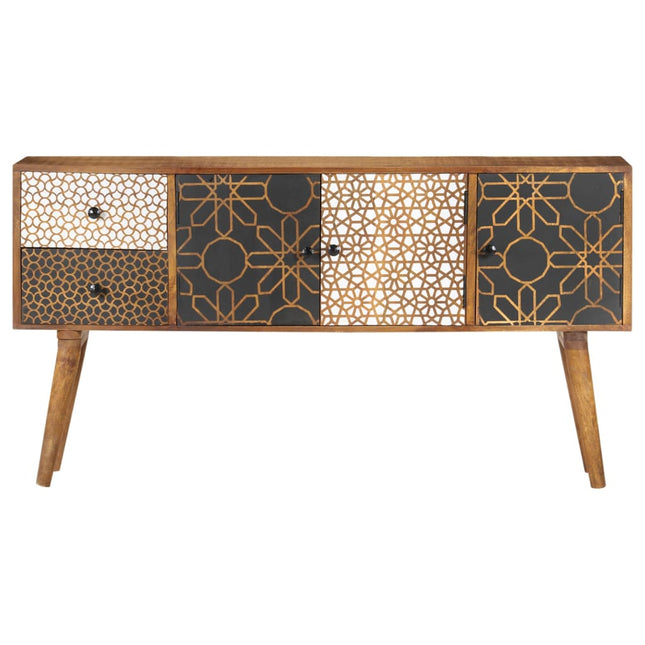 skænk med trykt mønster 130 x 30 x 70 cm massivt mangotræ