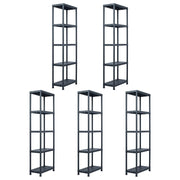 opbevaringsreoler 5 stk. 125 kg 60 x 30 x 180 cm plastik sort