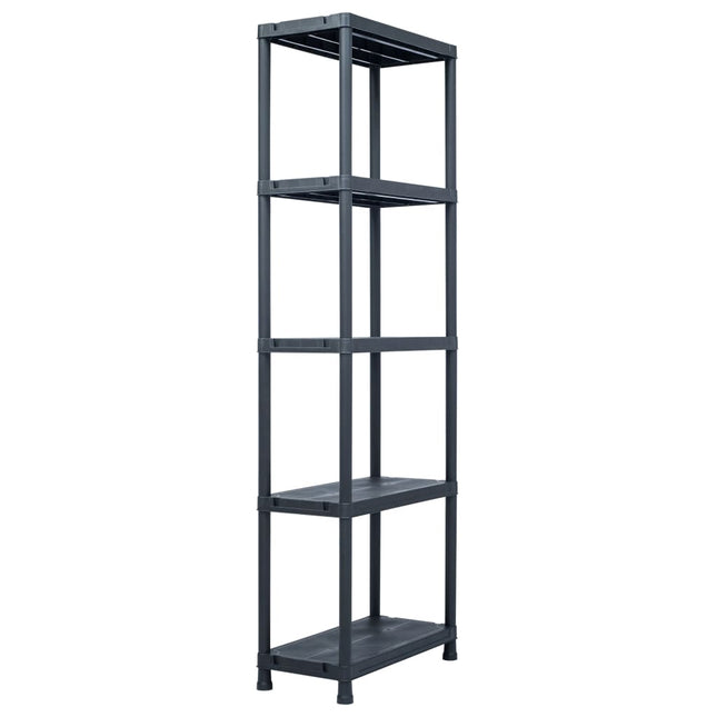 opbevaringsreoler 5 stk. 125 kg 60 x 30 x 180 cm plastik sort