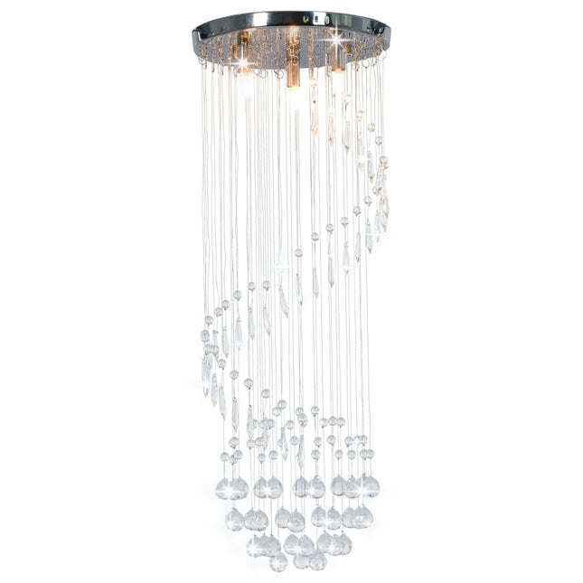 loftlampe med krystalperler spiralform G9 sølvfarvet
