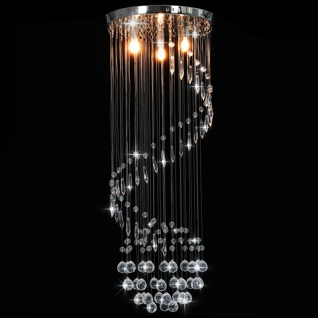 loftlampe med krystalperler spiralform G9 sølvfarvet