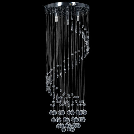 loftlampe med krystalperler spiralform G9 sølvfarvet