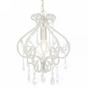 loftlampe med perler rund E14 hvid