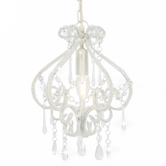loftlampe med perler rund E14 hvid