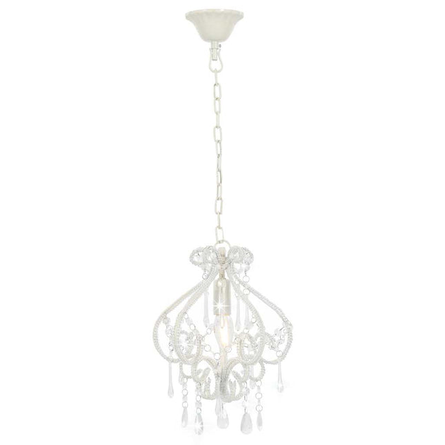 loftlampe med perler rund E14 hvid