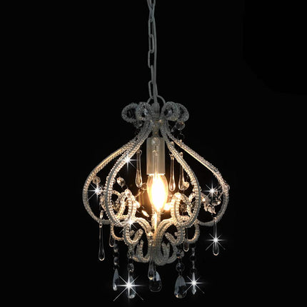 loftlampe med perler rund E14 hvid