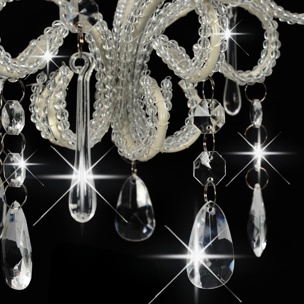 loftlampe med perler rund E14 hvid