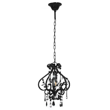 loftlampe med perler rund E14 sort
