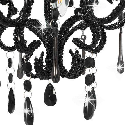 loftlampe med perler rund E14 sort