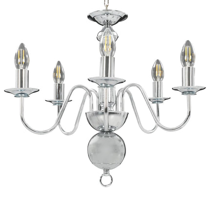 lysekrone 5 x E14-pærer sølvfarvet