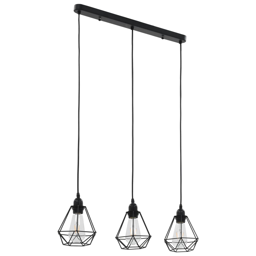 loftlampe med diamantdesign 3 x E27-pærer sort