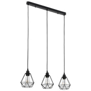 loftlampe med diamantdesign 3 x E27-pærer sort