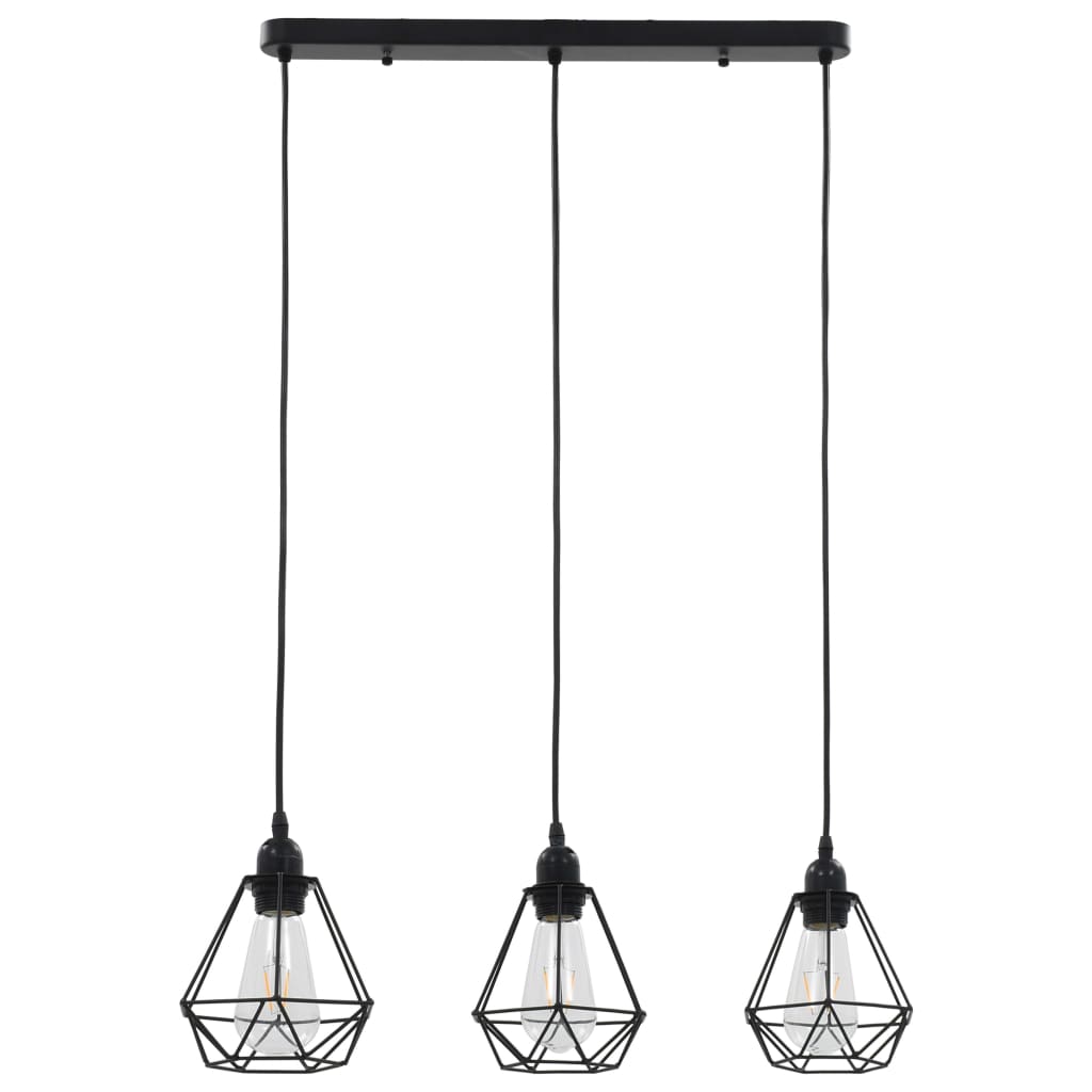 loftlampe med diamantdesign 3 x E27-pærer sort