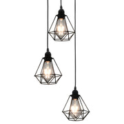 loftlampe med diamantdesign 3 x E27-pærer sort
