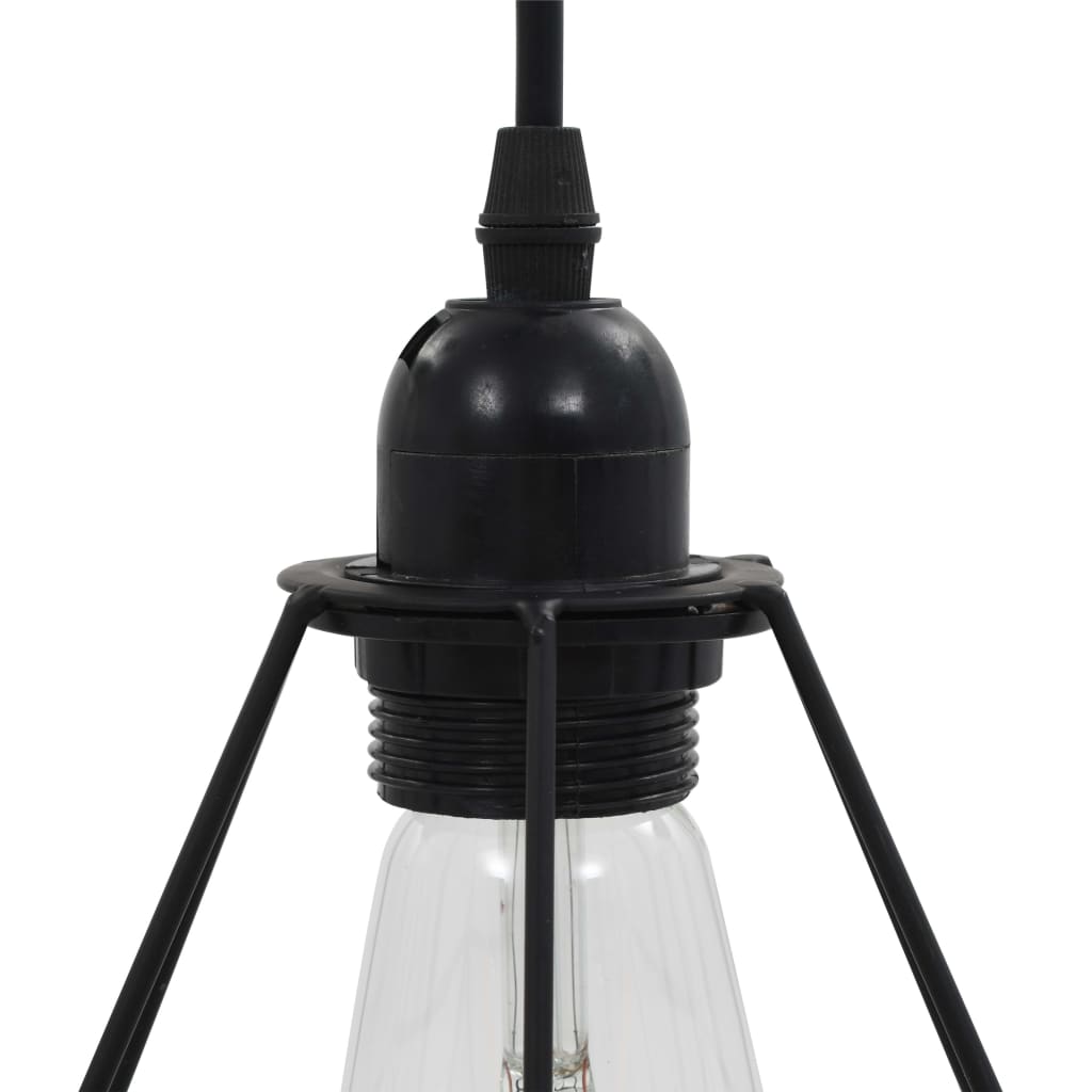 loftlampe med diamantdesign 3 x E27-pærer sort