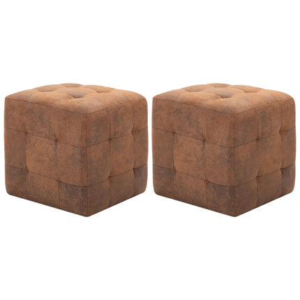 sengeskabe 2 stk. 30 x 30 x 30 cm imiteret ruskind brun