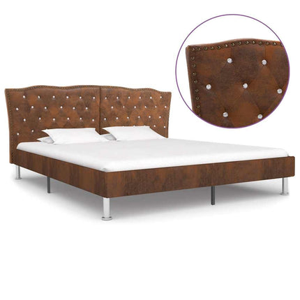 sengestel brun imiteret ruskind 180 x 200 cm