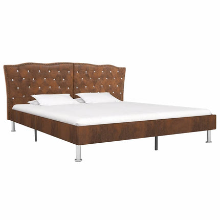 sengestel brun imiteret ruskind 180 x 200 cm