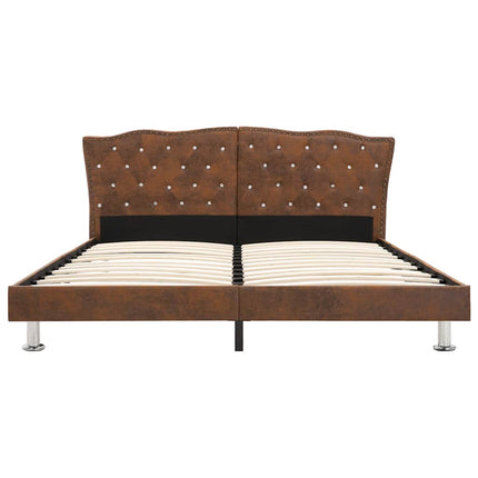 sengestel brun imiteret ruskind 180 x 200 cm