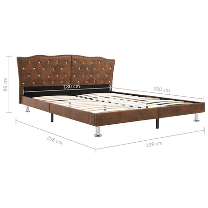 sengestel brun imiteret ruskind 180 x 200 cm