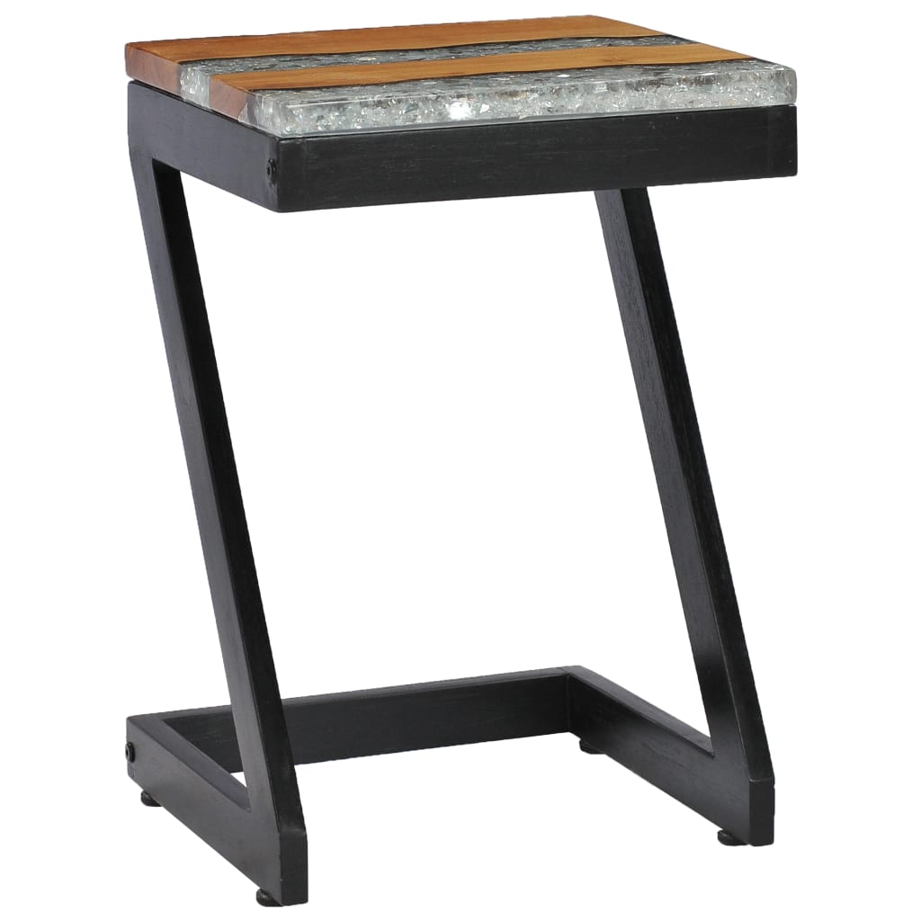 sofabord 30 x 30 x 50 cm massivt teaktræ og polyresin